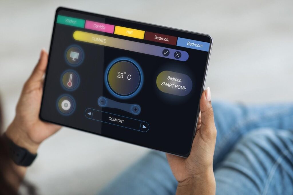 Smart thermostat display showing energy savings and temperature control for the best HVAC systems with home automation features