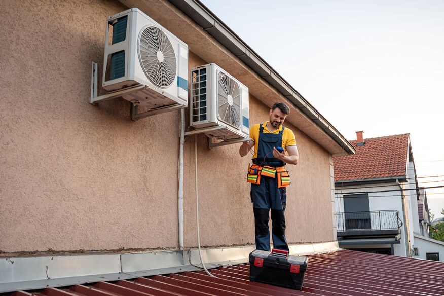 Modern HVAC home system providing efficient heating and cooling for indoor comfort in a family living space.
